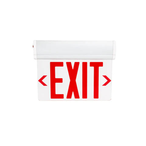 LED Edge-Lit Exit Sign - 1W - Red Letters - 120-277V - Battery Backup - 90-Min Runtime - UL Listed - Hyperdealss