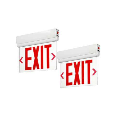LED Edge-Lit Exit Sign - 1W - Red Letters - 120-277V - Battery Backup - 90-Min Runtime - UL Listed - Hyperdealss
