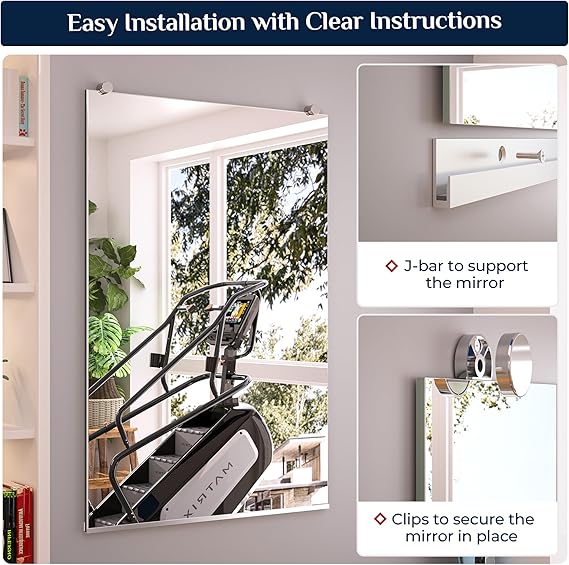 Gym Mirror Set (2 Pieces) – Large Wall-Mounted Mirrors for Home Gym - Fitness Studio - and Commercial Use - Hyperdealss