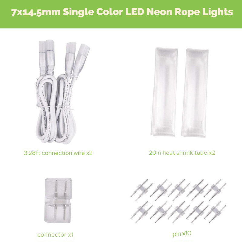 LED Neon Light Strip Connector Kit - 110V, 7x14.5mm - ProSelect Neon - Hyperdealss