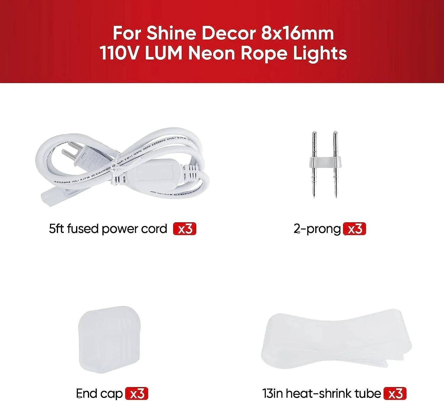 Extra 5ft Power Cord for 110V Led Neon Rope Light Super Bright - Hyperdealss