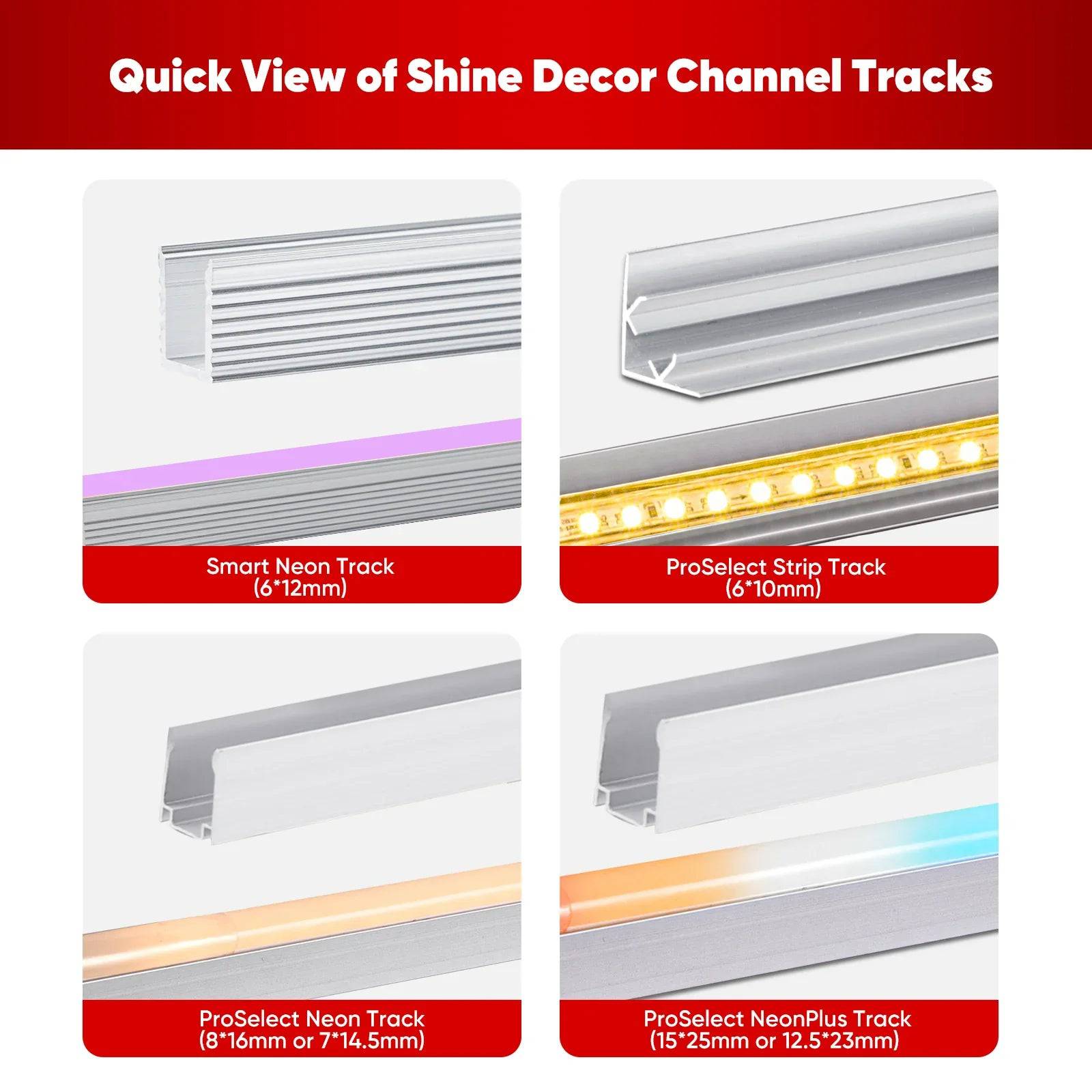 3.3FT Aluminum Channel Track for 12V/24V Silicone Neon LED Strip Lights - Hyperdealss