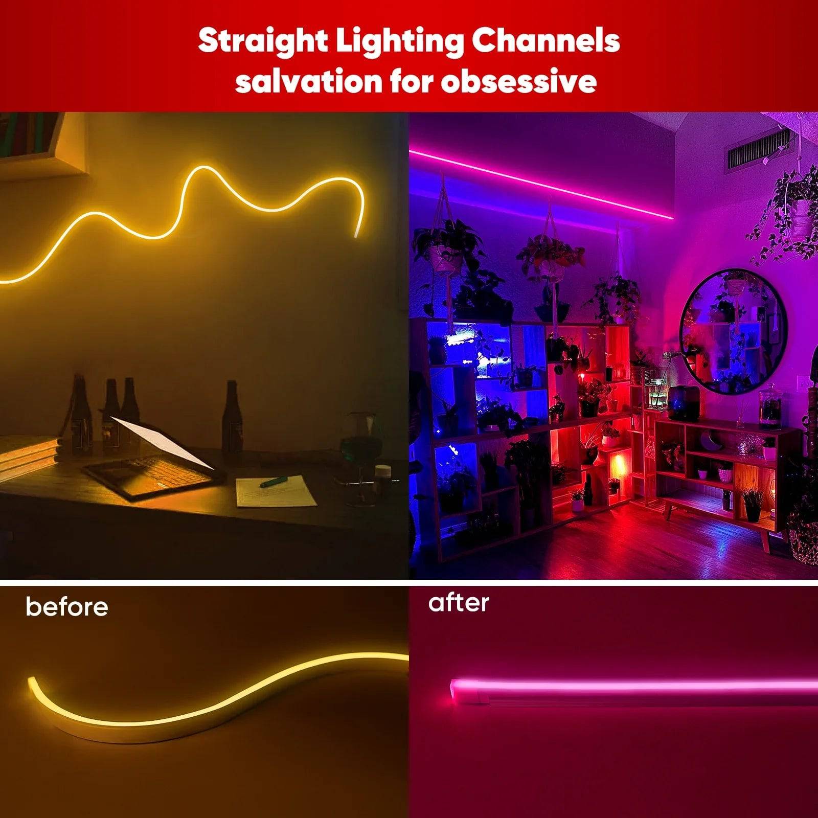 3.3FT Aluminum Channel Track for 12V/24V Silicone Neon LED Strip Lights - Hyperdealss