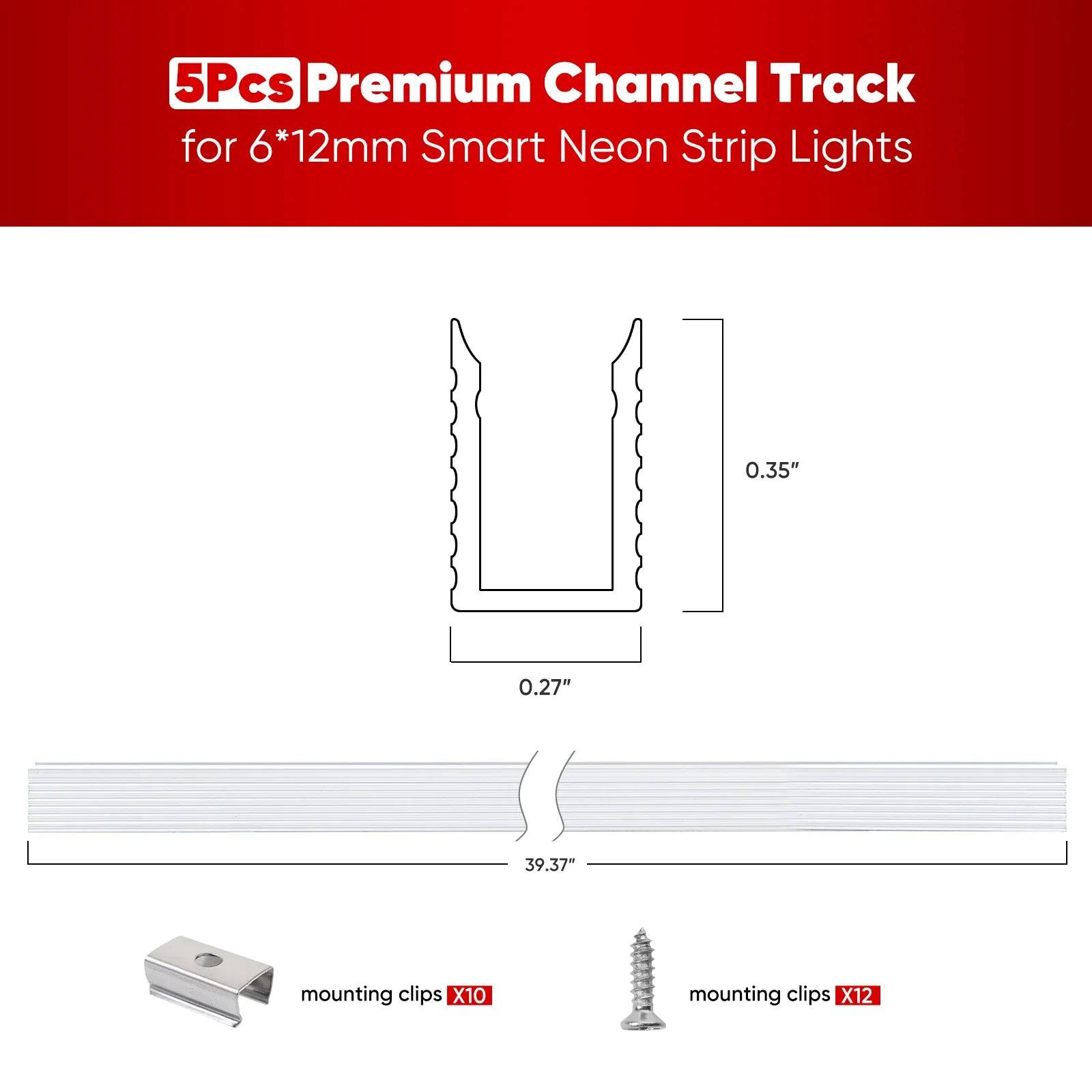 3.3FT Aluminum Channel Track for 12V/24V Silicone Neon LED Strip Lights - Hyperdealss