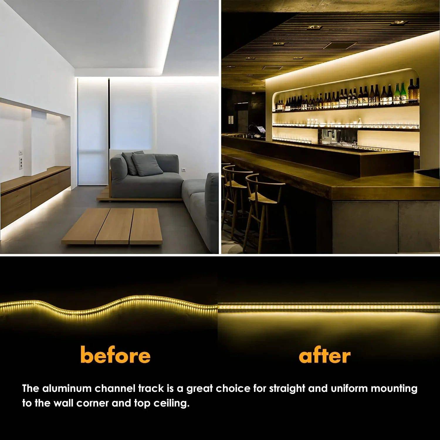 3.3FT Aluminum Track Channel for 110V LED Strip Lights (6x10mm & 7.5x11.5mm) - Hyperdealss