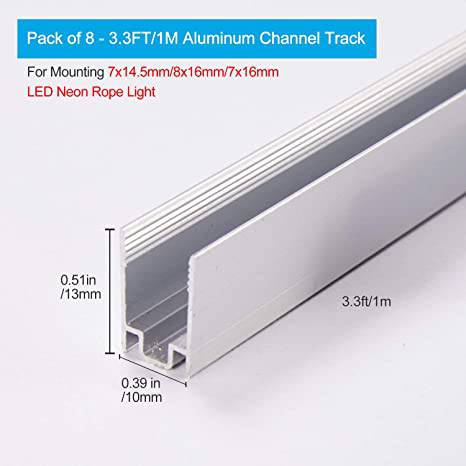 8-Pack 3.3FT Aluminum Track for 110V LED Neon Light (Single Color) - Hyperdealss