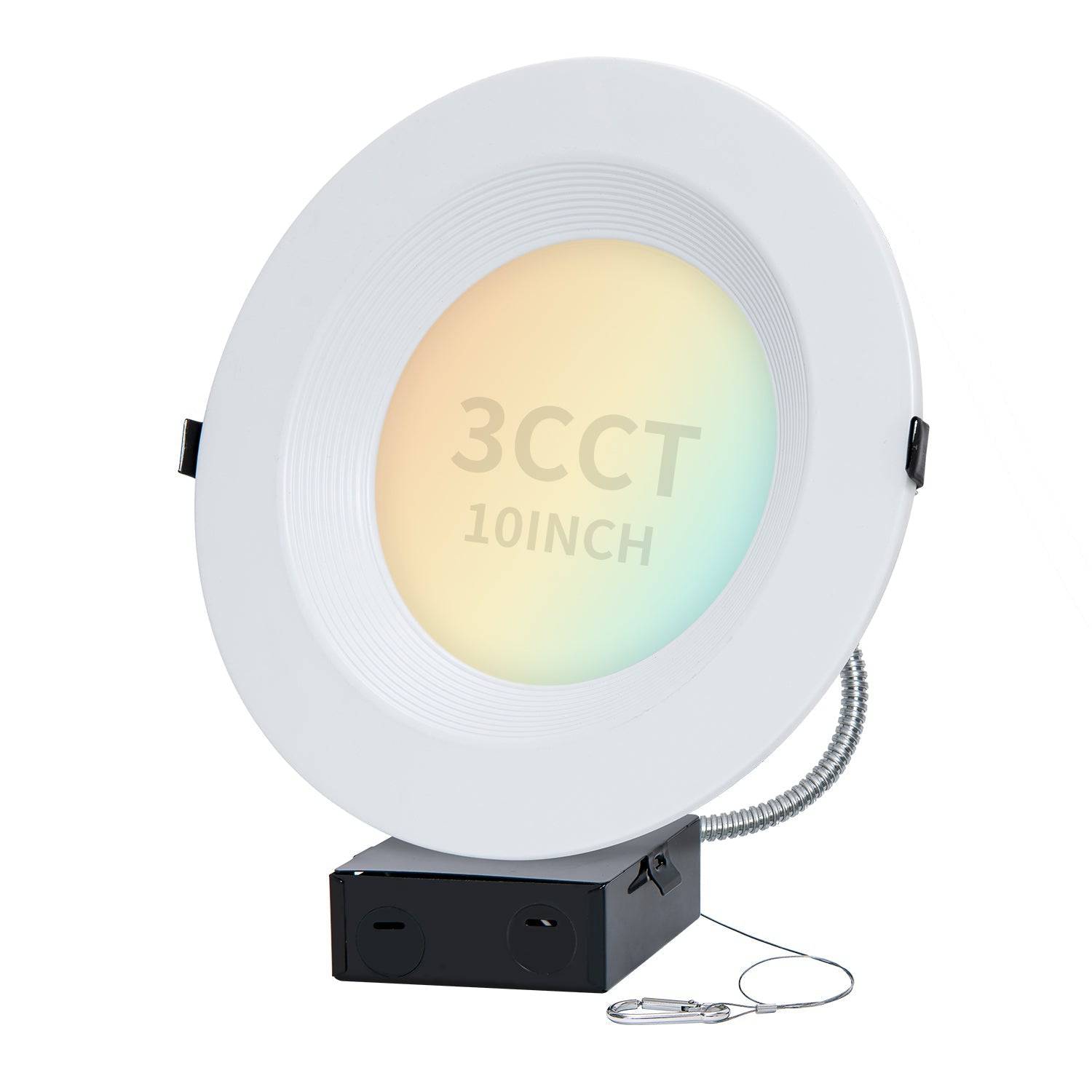 10 Inch Recessed LED Downlight with Junction Box - Selectable 3Wattage(22-35W) & 3CCT(3000K-5000K),0-10V Dimming - Hyperdealss