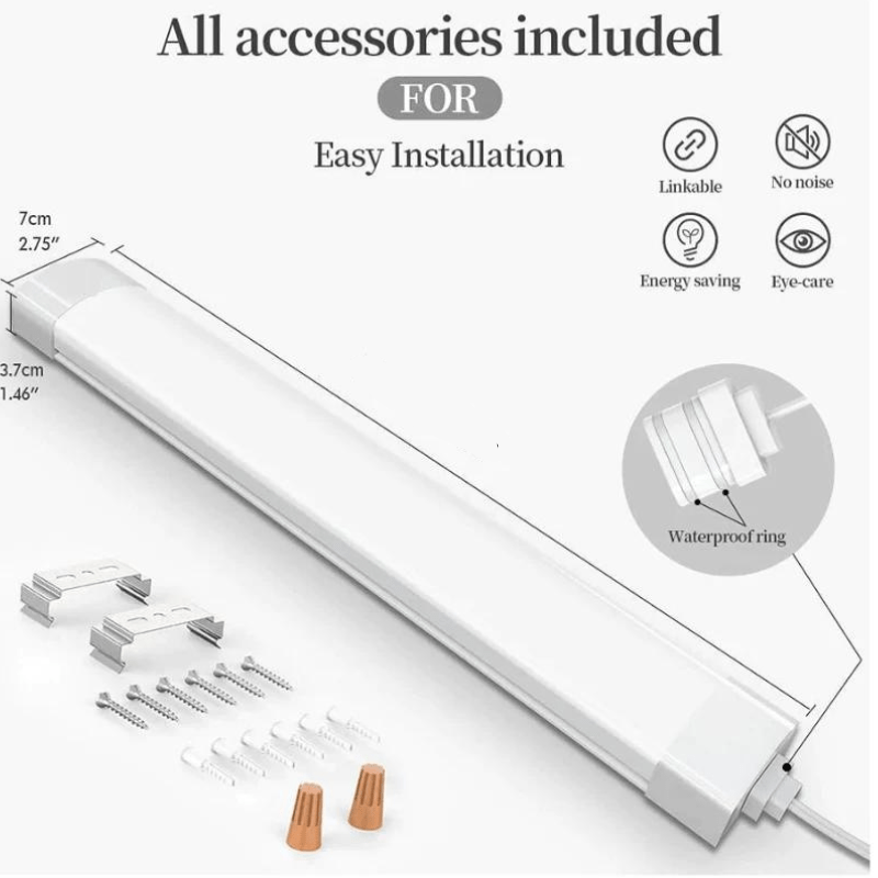 Powerful - 4ft Waterproof Triproof LED Linear Lights for Industrial and Commercial Spaces - Linkable - Hyperdealss