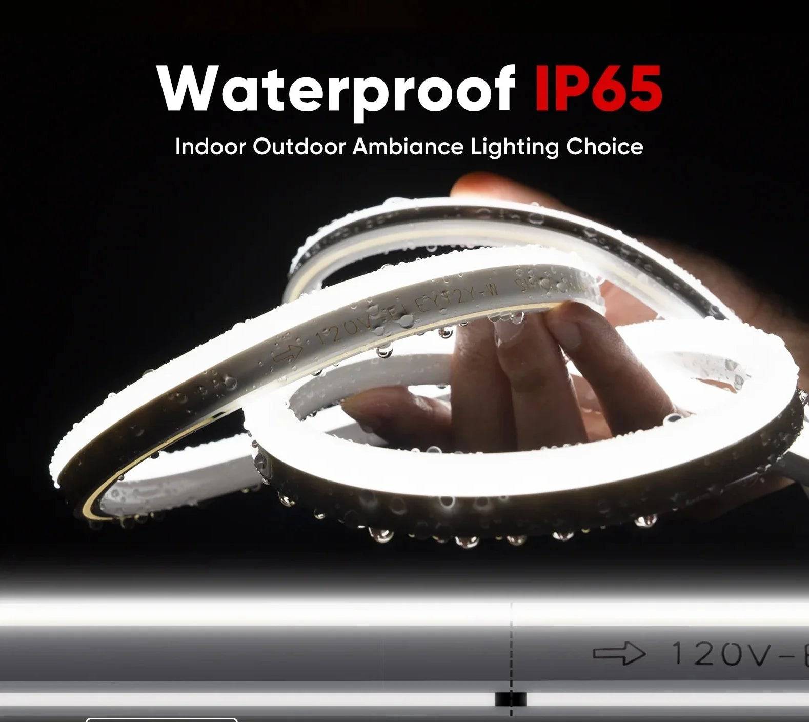 110-130V Cool White LED Neon Rope Light -6500K- 7mm x 14.5mm-7W/Meter and 220LM/W -Dimmable, Flexible, IP65 Waterproof, Cuttable for Home & Commercial Use - Hyperdealss