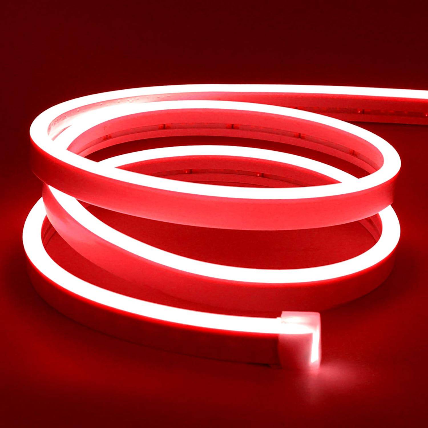 110V-120V Red Neon LED Rope Light - 8mmX16mm,Commercial Grade, IP65, 6 Watts/M -Cuttable, dimmable, could be hardwired ETL Listed- Plug and Play - Hyperdealss