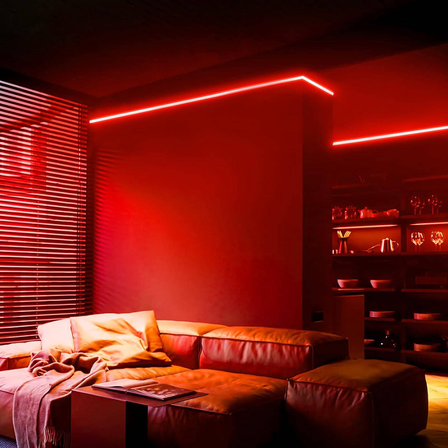 110V-120V Red Neon LED Rope Light - 8mmX16mm,Commercial Grade, IP65, 6 Watts/M -Cuttable, dimmable, could be hardwired ETL Listed- Plug and Play - Hyperdealss