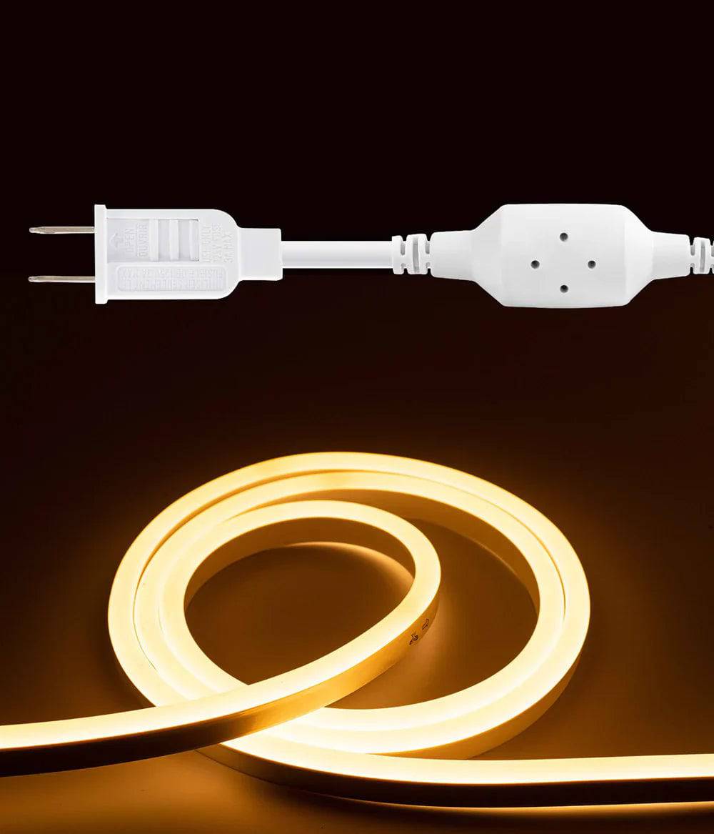 110V-120V Warm White (2600K)Neon LED Rope Light - 8mmX16mm,Commercial Grade, IP65, 189 LM/M -Cuttable, dimmable - Plug and Play And Hardwired - Hyperdealss