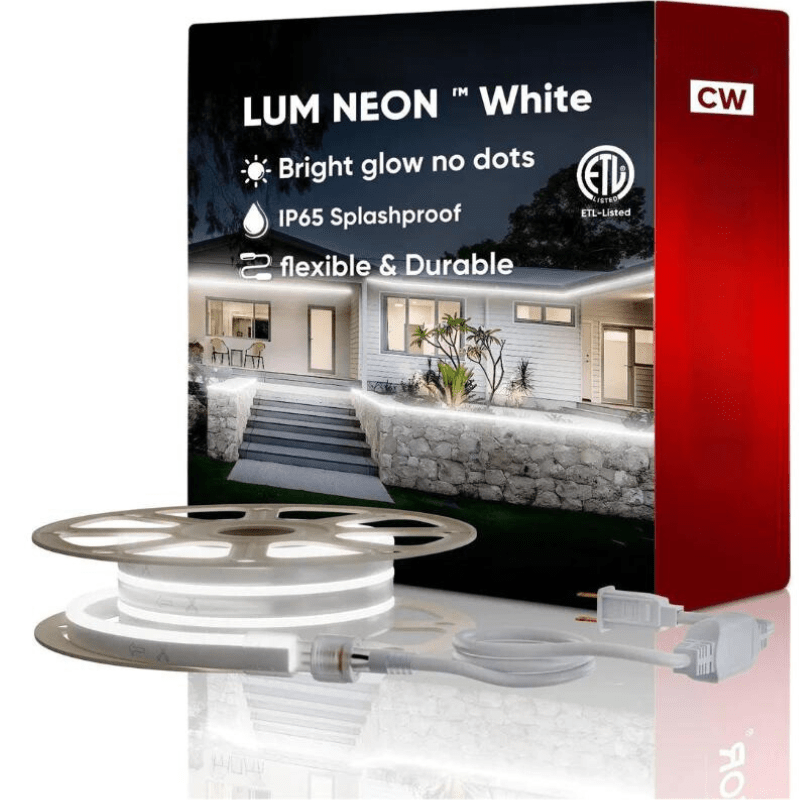 110-120V Cool White LED Neon Rope Light -6300K-8mm x 16mm-6.5W/Meter and 226LM/W -Dimmable, Flexible, IP65 Waterproof, Cuttable for Home & Commercial Use - Hyperdealss