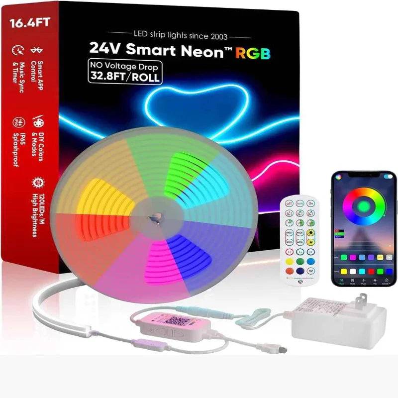 24V Smart RGB Neon Rope Light with No Voltage Drop - Hyperdealss