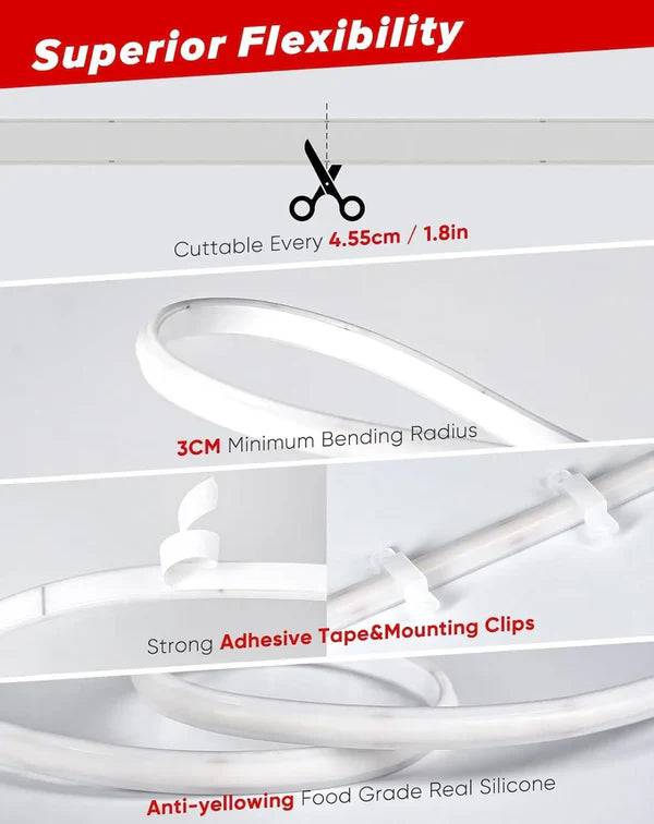 110-120V Warm White(2800K) COB LED Neon Rope(10mmX4.5mm)-Peel and Stick Tape Light, IP65 Splash Proof, Cuttable, dimmable, can hardwire - Hyperdealss