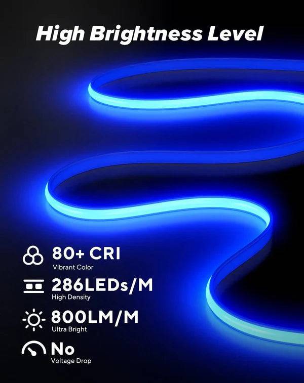 110-120V Blue COB Peel and Stick Tape Light (10mmx4.5mm),800Lm/W, IP65, Cuttable, dimmable, flicker-free - Plug and Play and hardwired - Hyperdealss