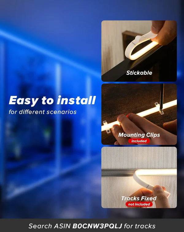 110-120V Blue COB Peel and Stick Tape Light (10mmx4.5mm),800Lm/W, IP65, Cuttable, dimmable, flicker-free - Plug and Play and hardwired - Hyperdealss
