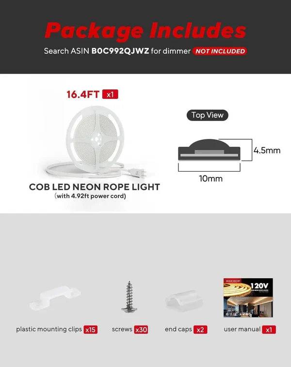 110-120V Blue COB Peel and Stick Tape Light (10mmx4.5mm),800Lm/W, IP65, Cuttable, dimmable, flicker-free - Plug and Play and hardwired - Hyperdealss