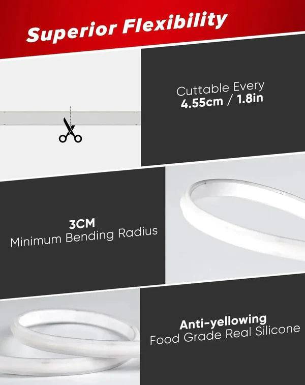110-120V Blue COB Peel and Stick Tape Light (10mmx4.5mm),800Lm/W, IP65, Cuttable, dimmable, flicker-free - Plug and Play and hardwired - Hyperdealss