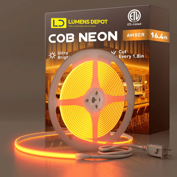 120V Ultra-Bright Amber COB LED Neon Rope Light – 800 Lumens/M - Hyperdealss