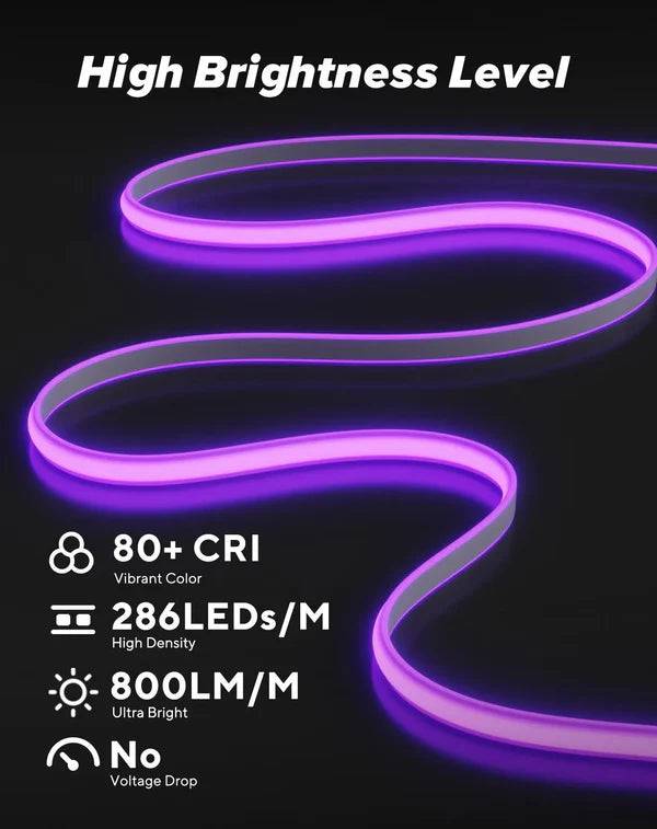 110-120V Purple COB Peel and Stick Tape Light (10mmx4.5mm),IP65, Cuttable, dimmable, flicker-free - Plug and Play and Could Be hardwired - Hyperdealss