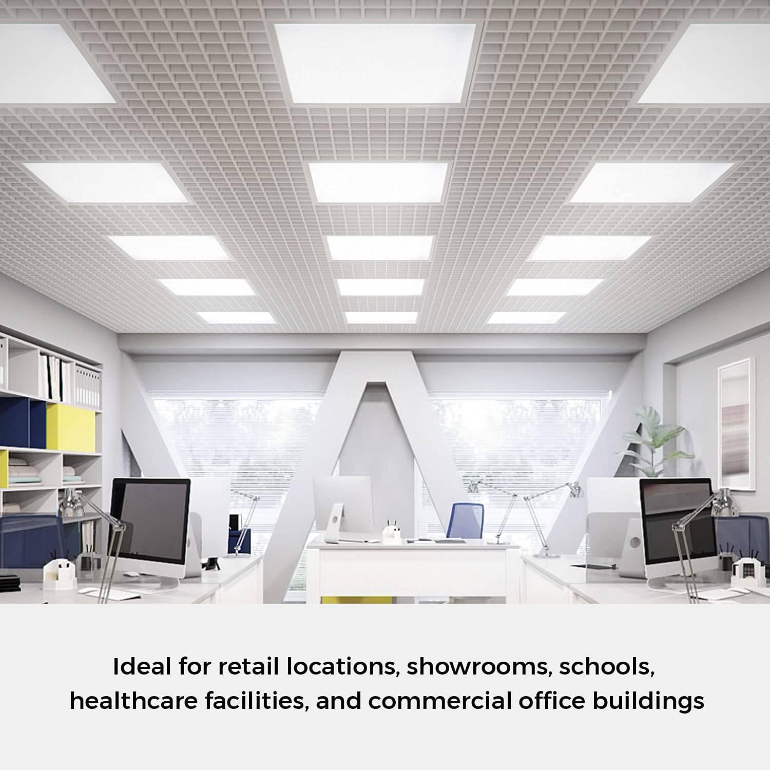LED Ceiling Panel Lights, 20W/25W/30W/35W/40W, 2x2, Selectable Watts And CCT 3000K-5000K- 5200 Lumens - Hyperdealss