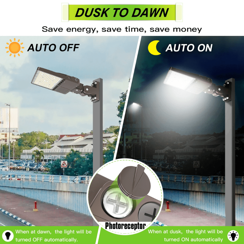 200W LED Parking Lot Light, 28,000LM – UL & DLC Listed, 5000K Shoebox Pole Light with Slip Fitter, IP65 Waterproof for Commercial Streets, Area Lighting & Outdoor Sports Courts (100-277V, Brown) - Hyperdealss