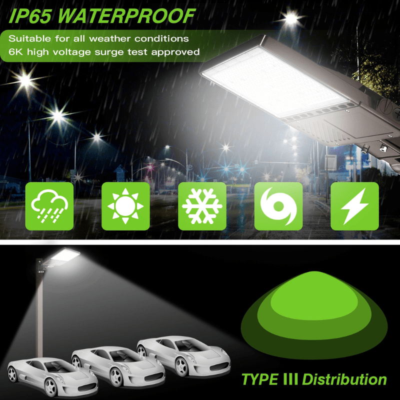 200W LED Parking Lot Light, 28,000LM – UL & DLC Listed, 5000K Shoebox Pole Light with Slip Fitter, IP65 Waterproof for Commercial Streets, Area Lighting & Outdoor Sports Courts (100-277V, Brown) - Hyperdealss