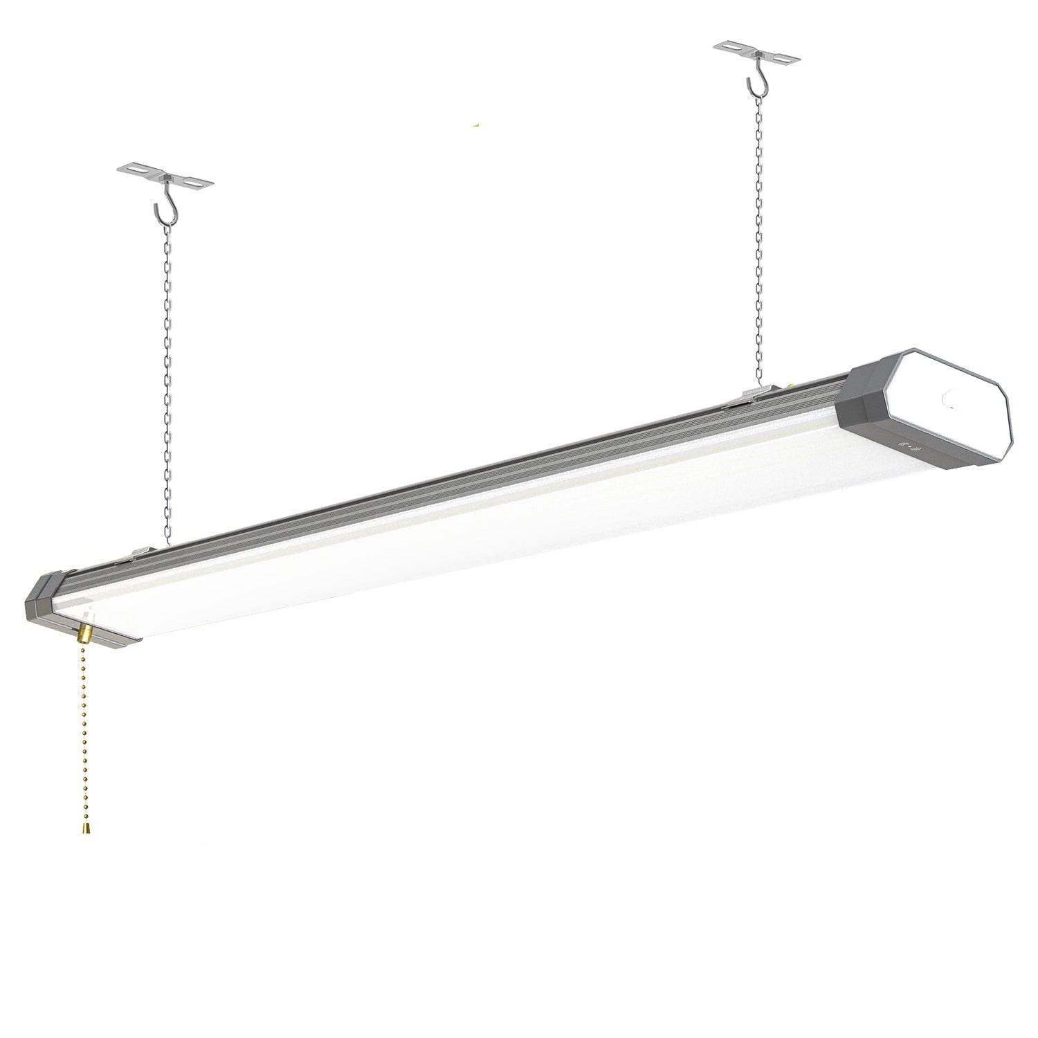 120W LED Shop Light, 4FT, 15600LM, 5000K, Linkable, With Plug, 120V±10%, ON/Off Pull Chain, Suspended & Flush Mount - Hyperdealss