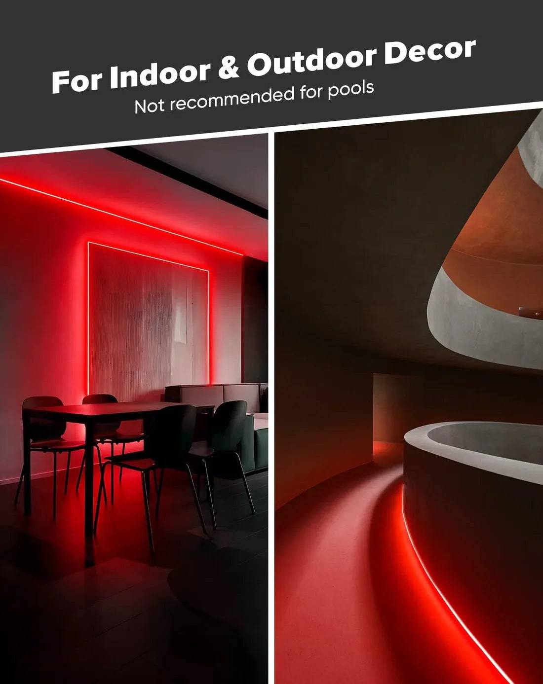 110V High-Intensity COB LED Neon Rope Light Red, 800 Lumens/M - Hyperdealss