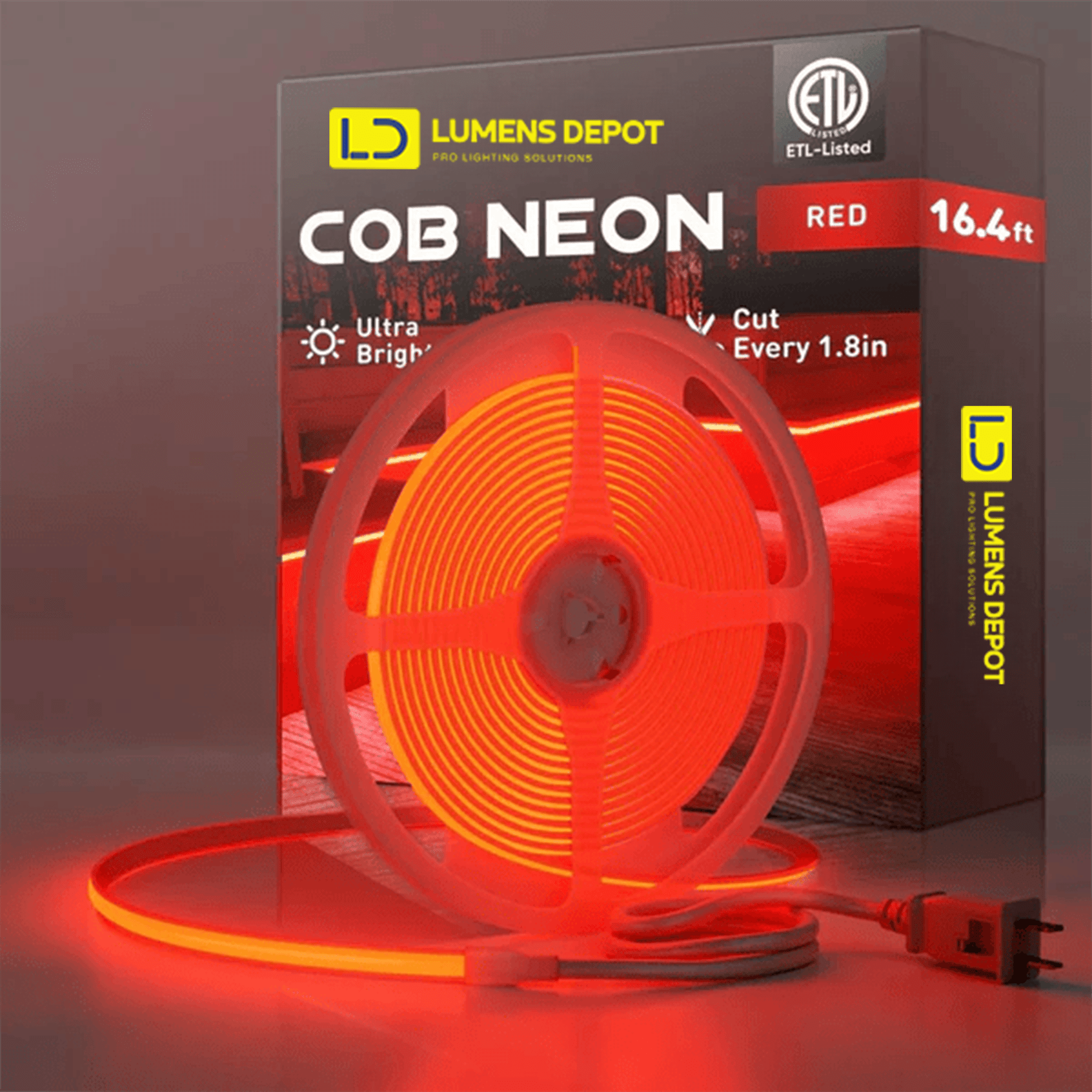 110V High-Intensity COB LED Neon Rope Light Red, 800 Lumens/M - Hyperdealss