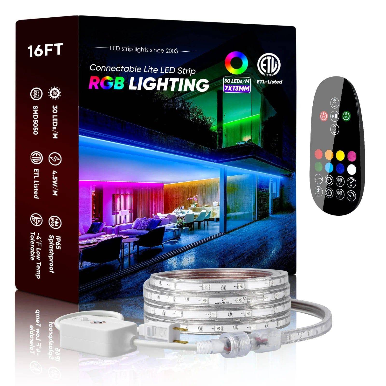 120V Dimmable RGB LED Strip Light - Soft Ambient Lighting for Bedroom, Kitchen, Home Decor - 180 Lumens - Hyperdealss