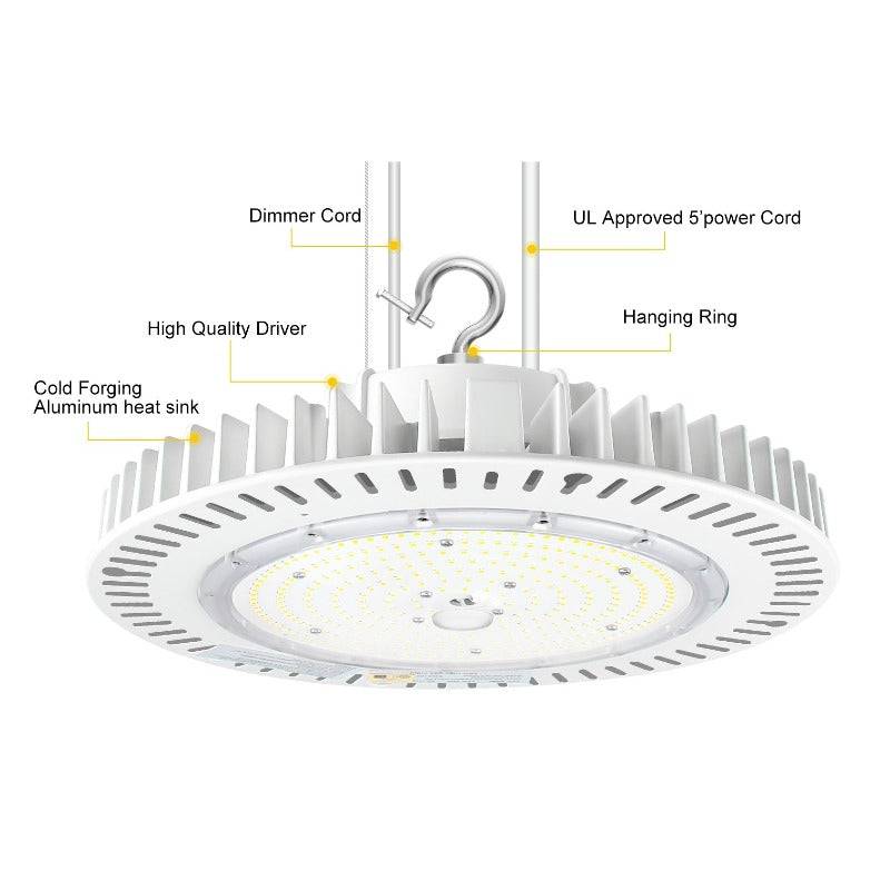 LED UFO High Bay Light, 240W, CCT 5000K, 36000 Lumens, 100-277 VAC - Hyperdealss