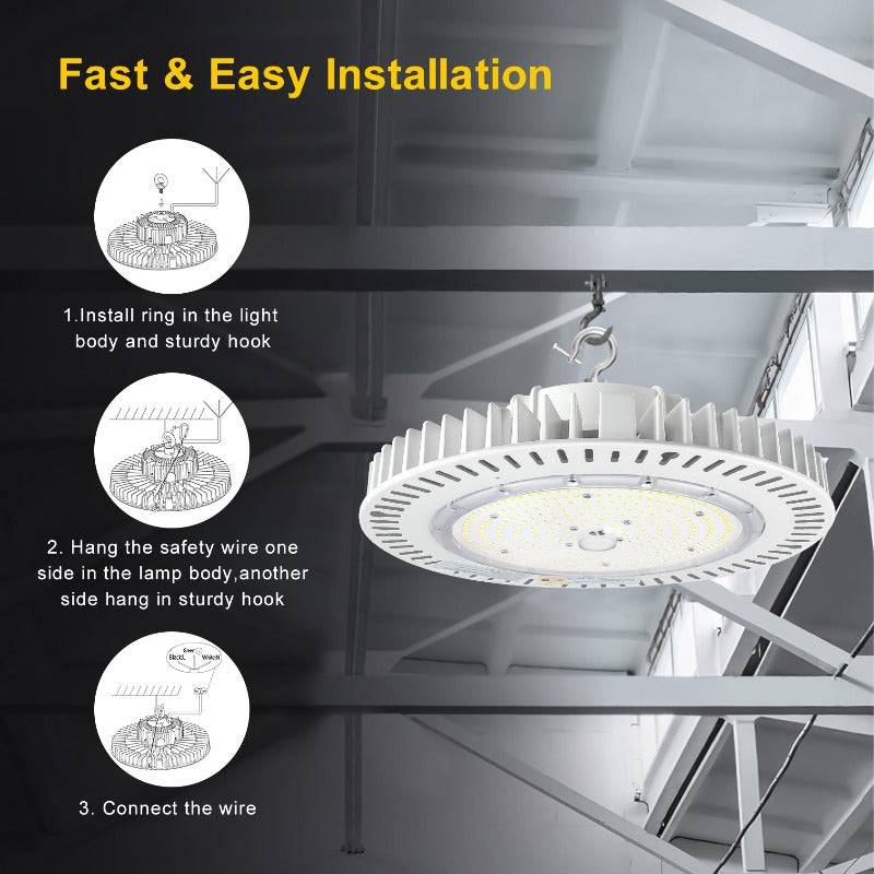 LED UFO High Bay Light, 240W, CCT 5000K, 36000 Lumens, 100-277 VAC - Hyperdealss
