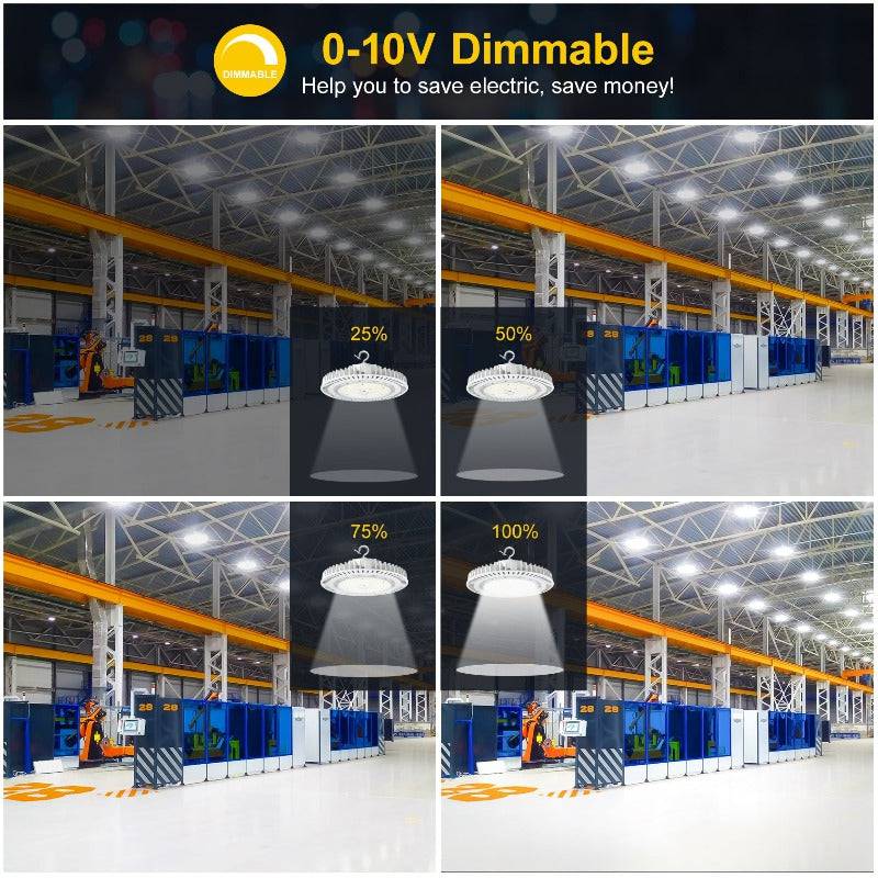 LED UFO High Bay Light, 240W, CCT 5000K, 36000 Lumens, 100-277 VAC - Hyperdealss