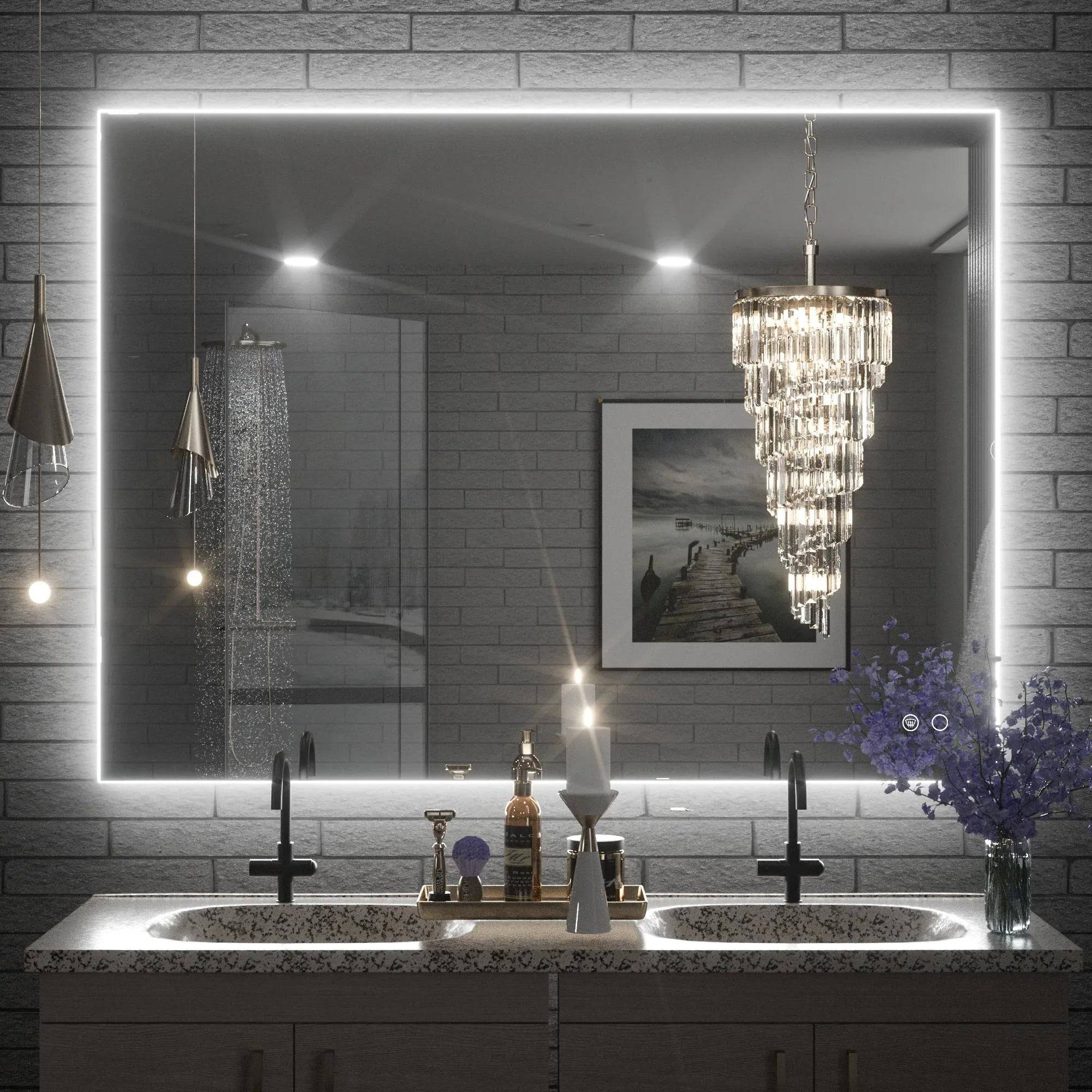 6000K Backlit LED Bathroom Mirror, Shatterproof, IP54, Anti-Fog - Hyperdealss