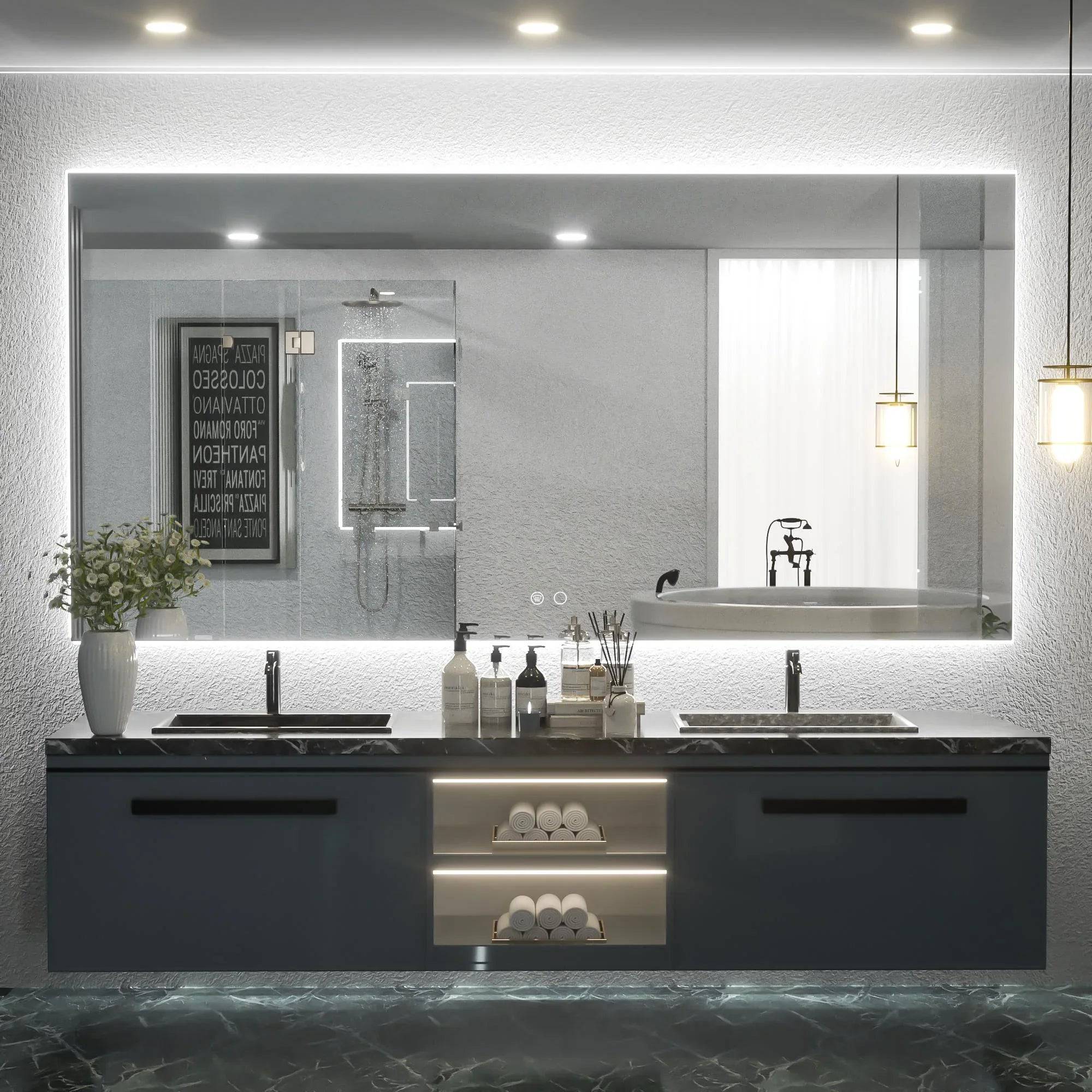 6000K Backlit LED Bathroom Mirror, Shatterproof, IP54, Anti-Fog - Hyperdealss
