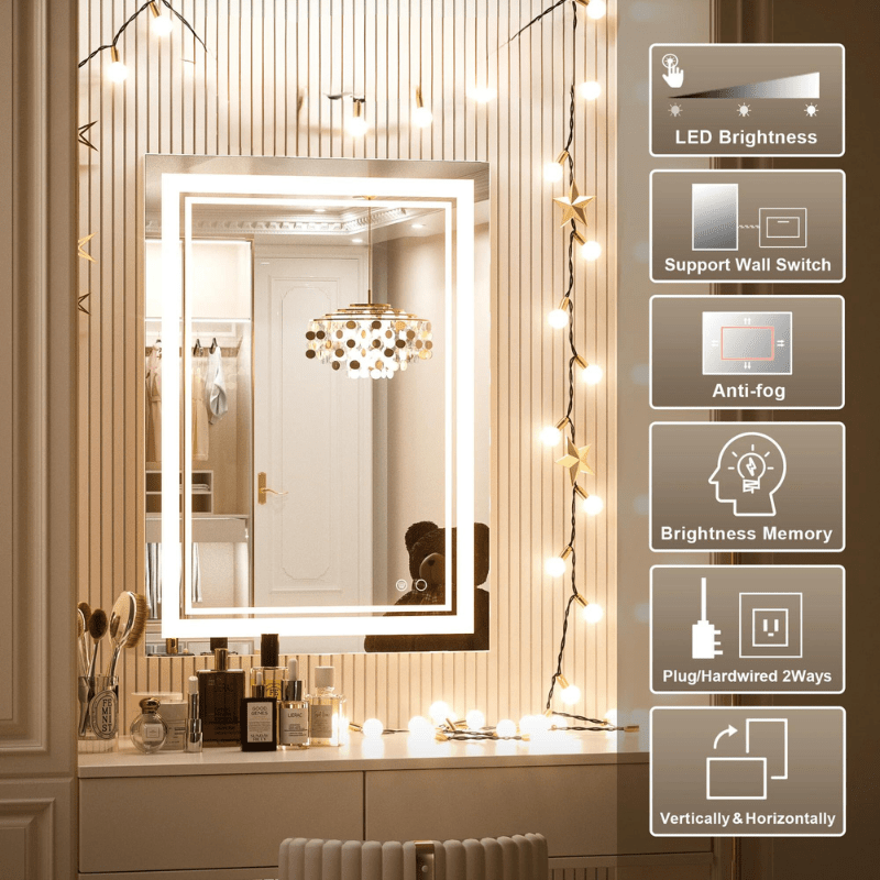 Modern 3-Color Frontlit LED Bathroom Mirror - Ambiance, Practicality, and Contemporary Touch 3000K-4500K-6000K - Hyperdealss