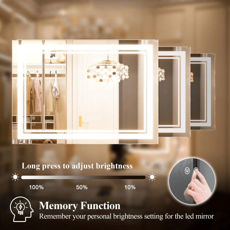 Modern 3-Color Frontlit LED Bathroom Mirror - Ambiance, Practicality, and Contemporary Touch 3000K-4500K-6000K - Hyperdealss