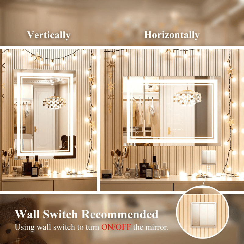 Modern 3-Color Frontlit LED Bathroom Mirror - Ambiance, Practicality, and Contemporary Touch 3000K-4500K-6000K - Hyperdealss
