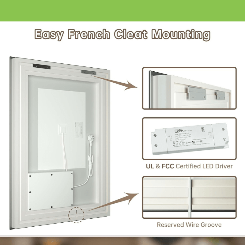 Modern 3-Color Frontlit LED Bathroom Mirror - Ambiance, Practicality, and Contemporary Touch 3000K-4500K-6000K - Hyperdealss