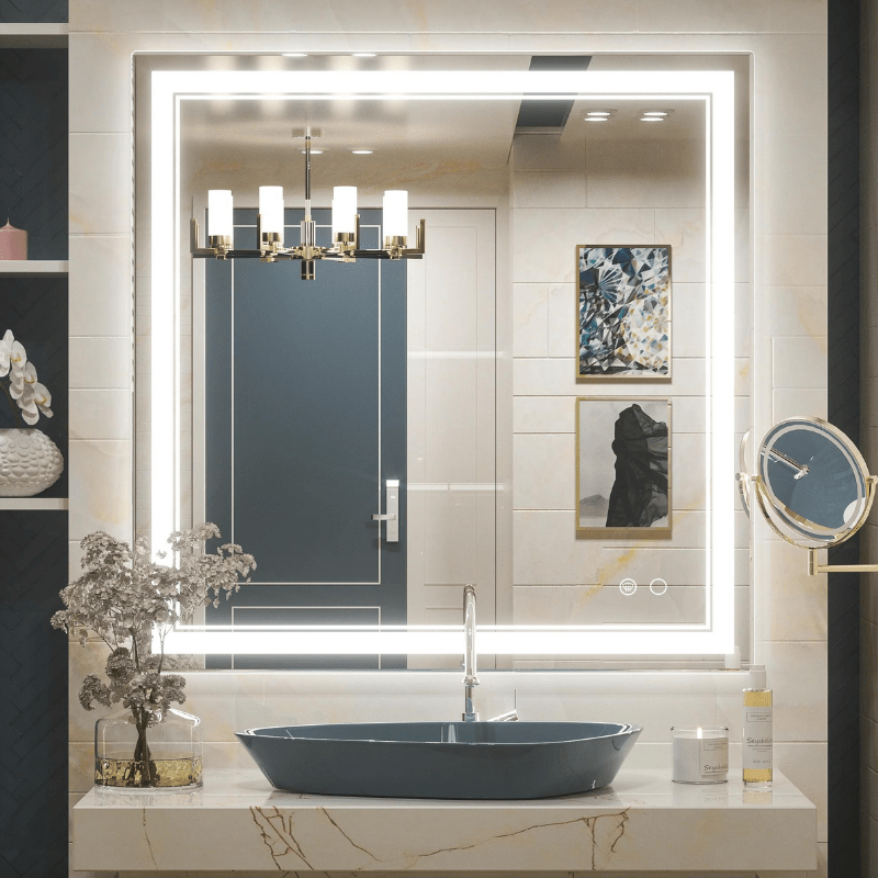 Modern 3-Color Frontlit LED Bathroom Mirror - Ambiance, Practicality, and Contemporary Touch 3000K-4500K-6000K - Hyperdealss