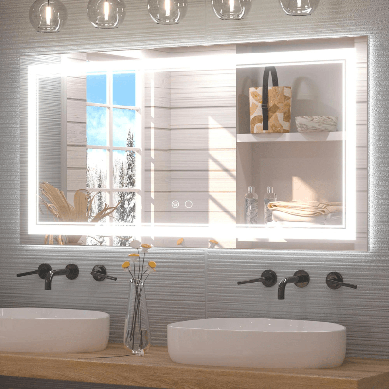 Modern 3-Color Frontlit LED Bathroom Mirror - Ambiance, Practicality, and Contemporary Touch 3000K-4500K-6000K - Hyperdealss