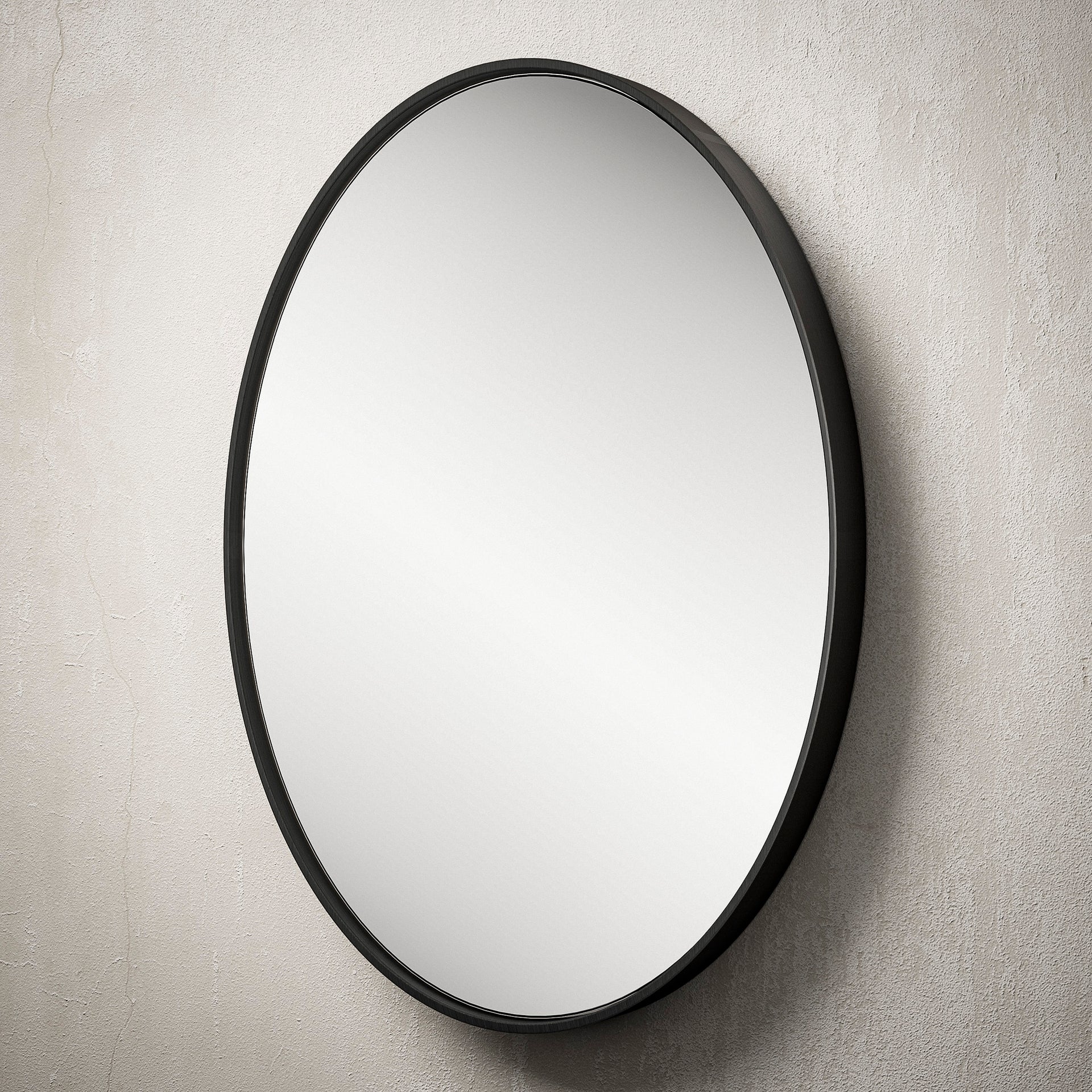 Black Oval Metal Frame Mirror – Modern Wall-Mounted Bathroom and Entryway Mirror - Hyperdealss