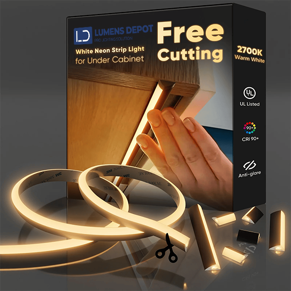 24V Anti-Glare Bright Cozy Under Cabinet LED Strip Free Cut 2700K Warm White - Black Shell - Hyperdealss