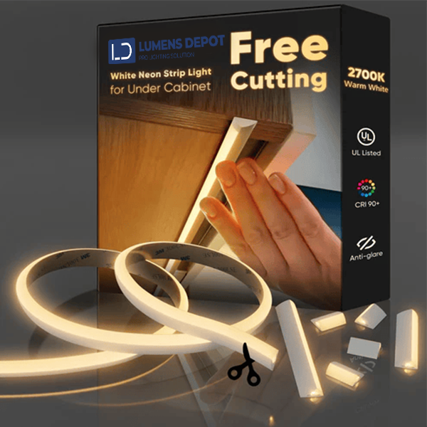 24V Anti-Glare Bright Cozy Under Cabinet LED Strip Free Cut 2700K Warm White - White Shell - Hyperdealss