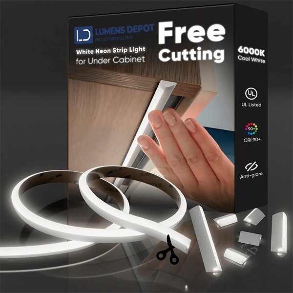 24V Anti-Glare Bright Cozy Under Cabinet LED Strip Free Cut 6000K Cool White - White Shell - Hyperdealss