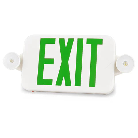 LED Exit Sign with Dual Head Emergency Lights - 2W - Red & Green Switchable Lens - Adjustable CCT 6000K-7000K - 120-277V - 3.6V 1000mAh Battery - UL Listed - Hyperdealss