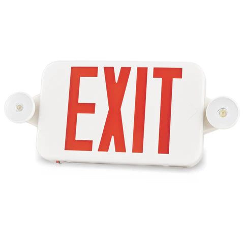 LED Exit Sign with Dual Head Emergency Lights - 2W - Red & Green Switchable Lens - Adjustable CCT 6000K-7000K - 120-277V - 3.6V 1000mAh Battery - UL Listed - Hyperdealss