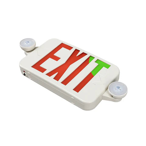 LED Exit Sign with Dual Head Emergency Lights - 2W - Red & Green Switchable Lens - Adjustable CCT 6000K-7000K - 120-277V - 3.6V 1000mAh Battery - UL Listed - Hyperdealss